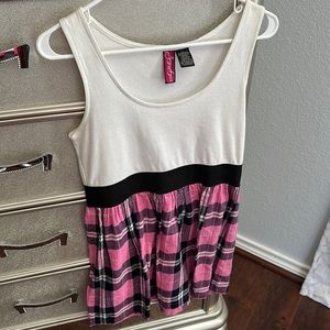 Y2K juniors size large plaid print mini dress